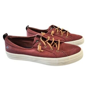 Sperry Top-Sider Crest Vibe Boat Deck Shoes Sneakers Leather Laces Oxblood W10